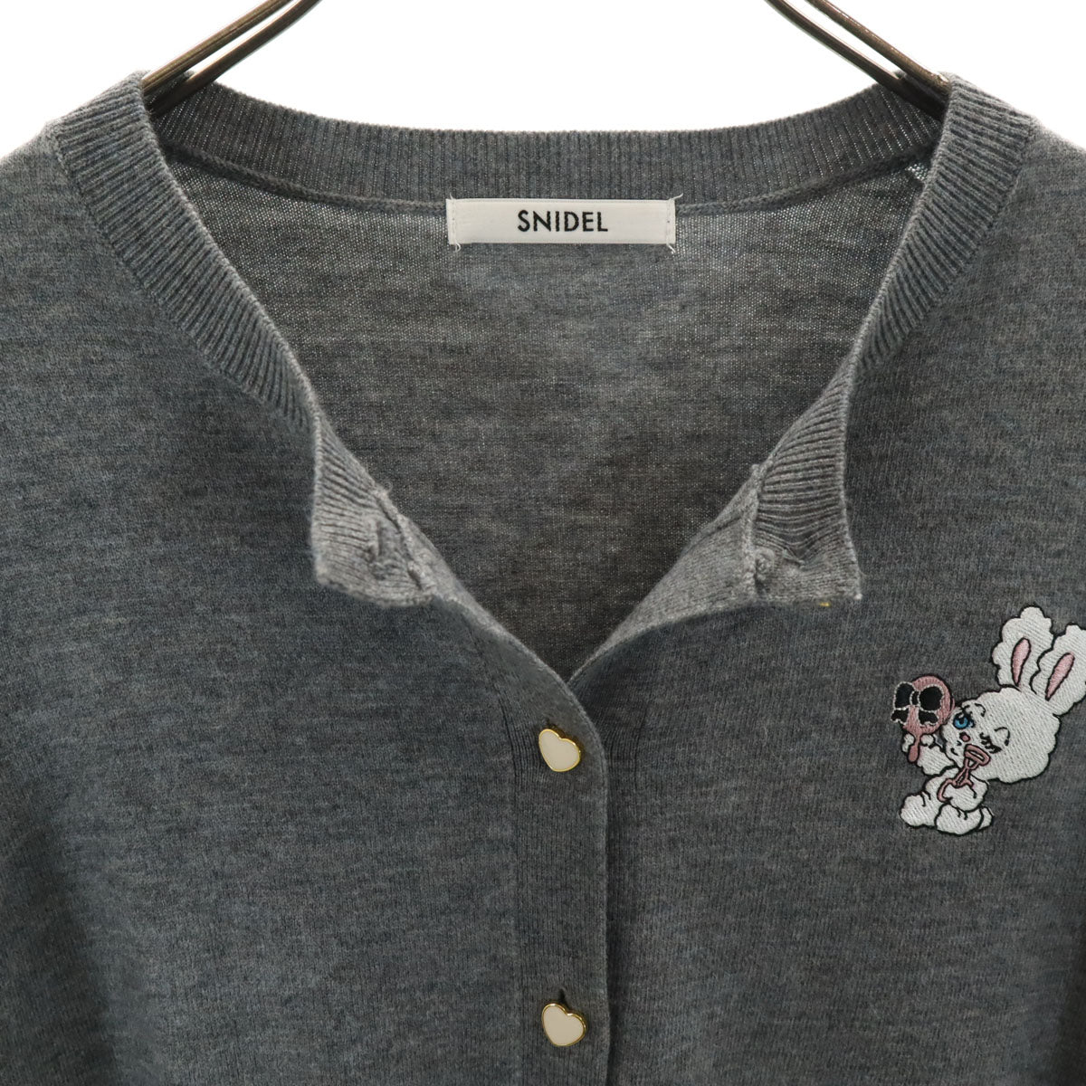 美品 SNIDEL スナイデル foxy illustrations コラボ USAGI ONLINE10周年限定 長袖 ニットカーディガン F グレー レディース