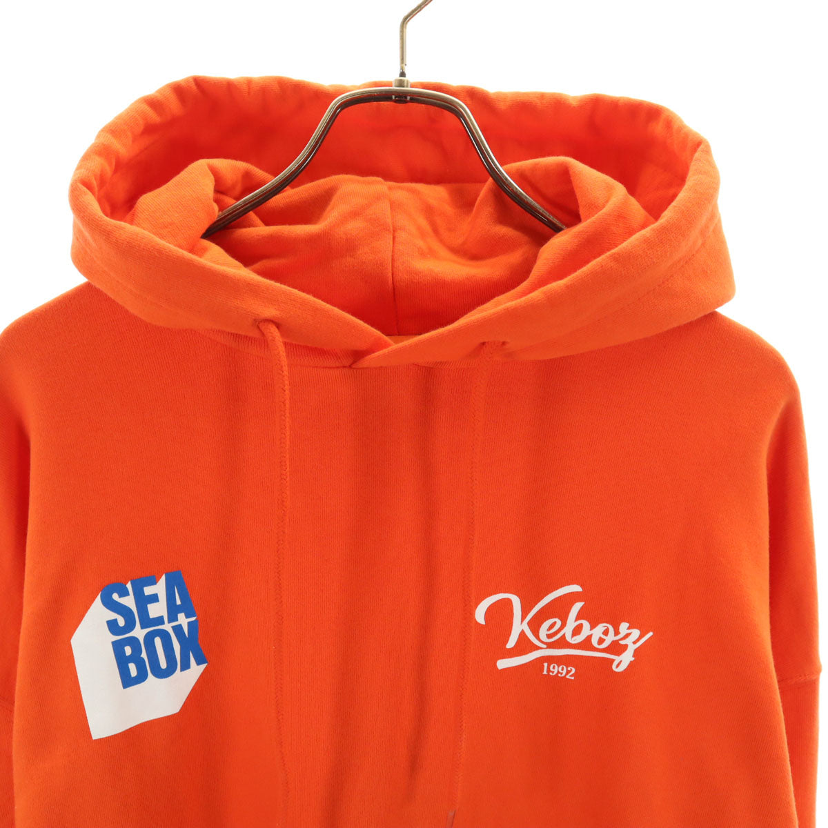 KEBOZ ケボズ バックプリント 長袖 スウェットパーカー M オレンジ メンズ
