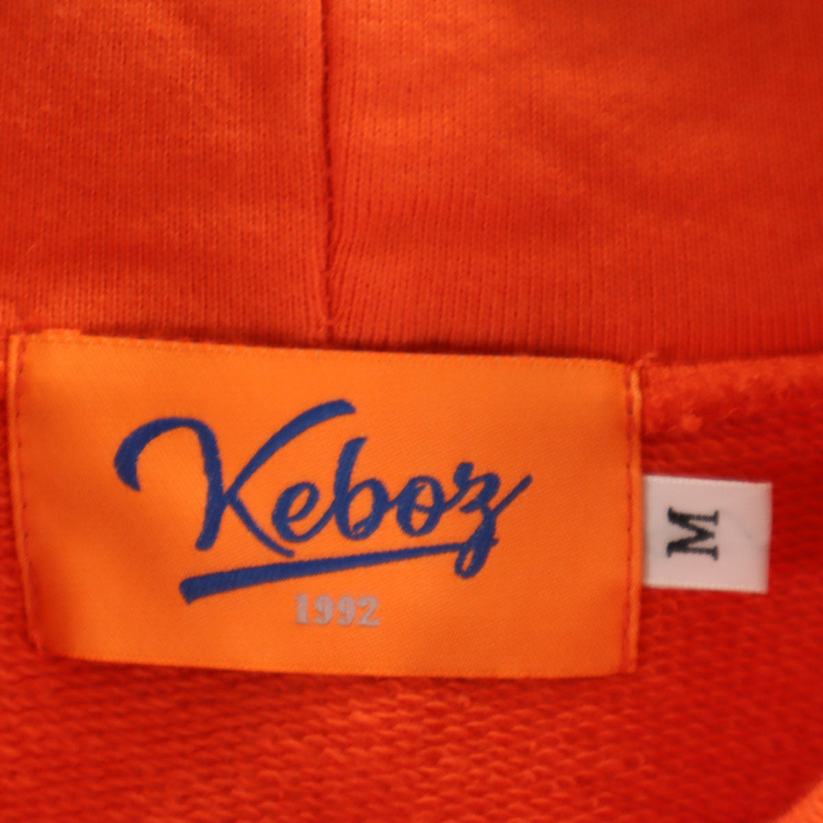 KEBOZ ケボズ バックプリント 長袖 スウェットパーカー M オレンジ メンズ