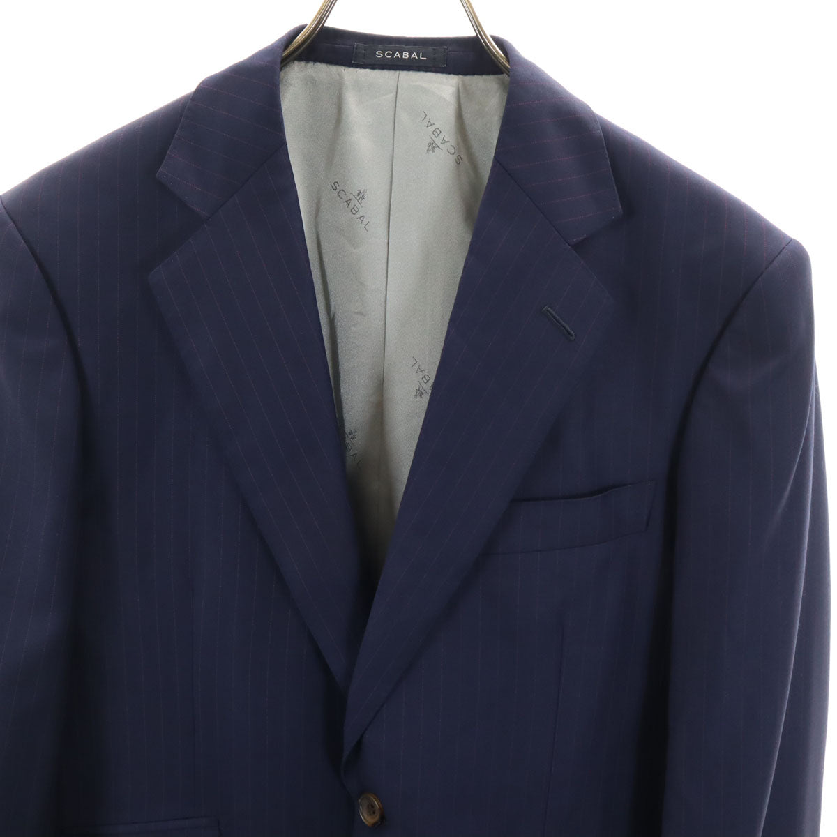 SCABAL スキャバル 日本製 ストライプ柄 テーラードジャケット ネイビー セット 2ピース メンズ