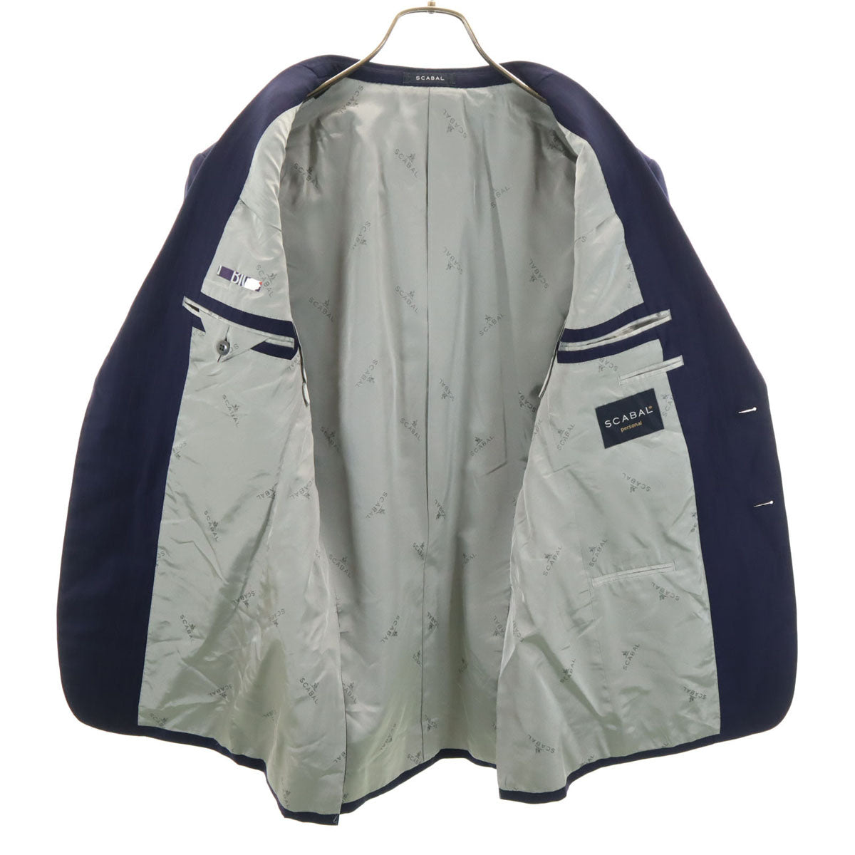 SCABAL スキャバル 日本製 ストライプ柄 テーラードジャケット ネイビー セット 2ピース メンズ