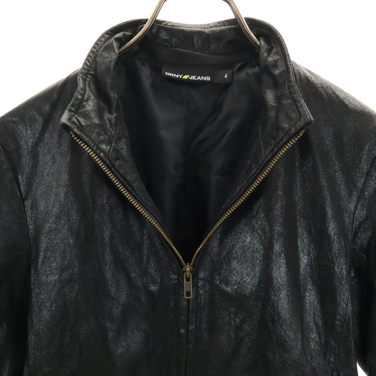 DKNY JEANS ダナキャランニューヨークジーンズ 豚革 レザージャケット 4 ブラック レディース