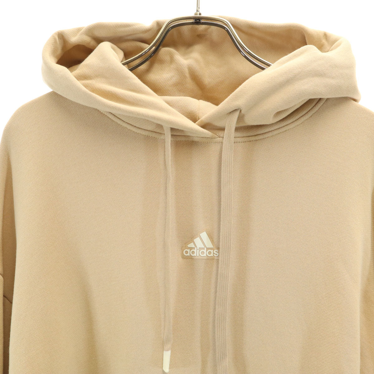 adidas アディダス バックロゴ 長袖 スウェット ロングワンピース M ベージュ レディース