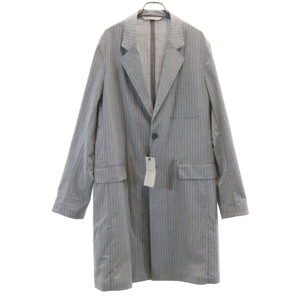 未使用 ZARA MAN ザラマン ストライプ柄 チェスターコート M グレー スプリング メンズ
