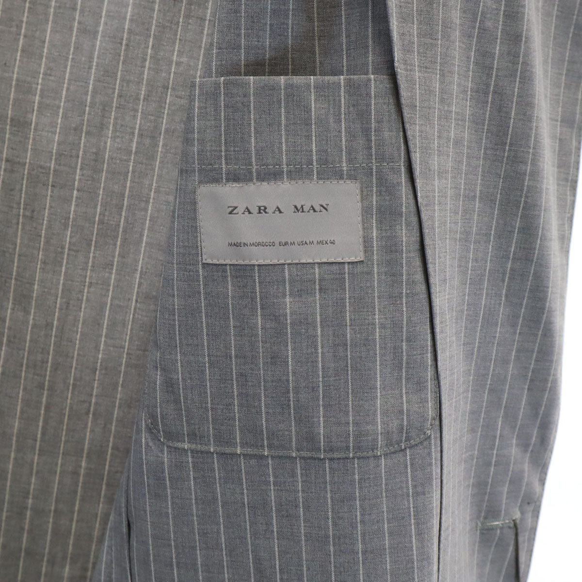 未使用 ZARA MAN ザラマン ストライプ柄 チェスターコート M グレー スプリング メンズ