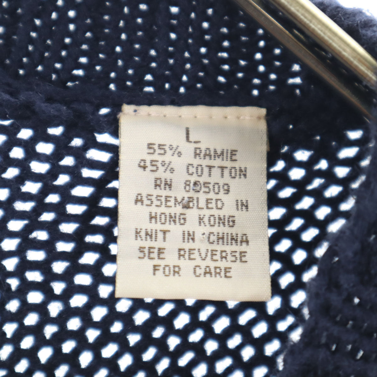 ウッズ&グレイ 80s 90s オールド バード柄 長袖 セーター L ネイビー ニット メンズ