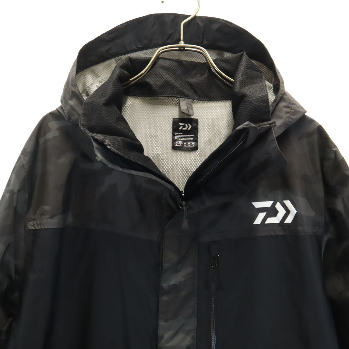 Daiwa ダイワ カモフラ柄 レインジャケット 上下 セットアップ L ブラック メンズ