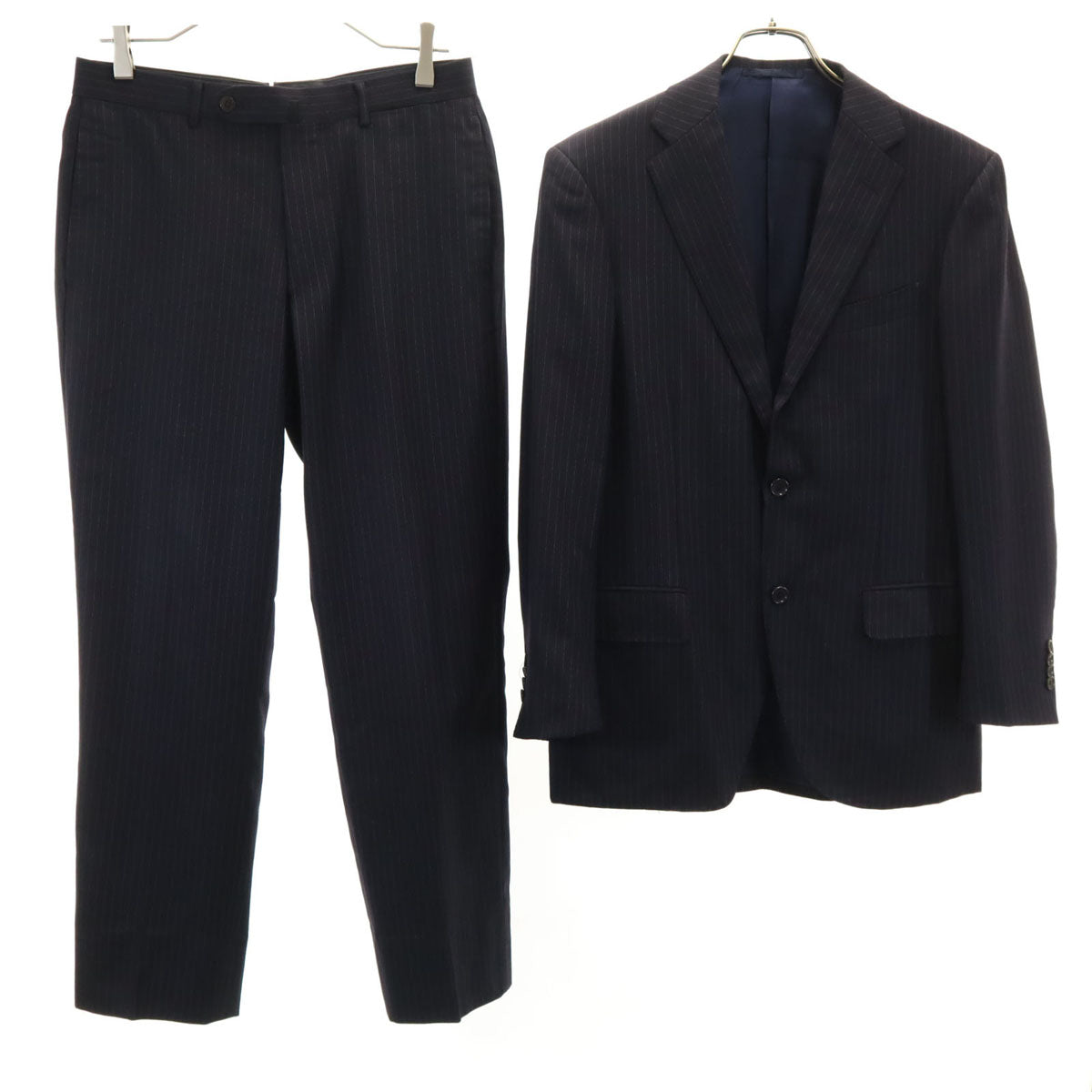 BEAMS F ビームス エフ 日本製 ストライプ柄 スーツ 上下 セットアップ 93 ネイビー メンズ