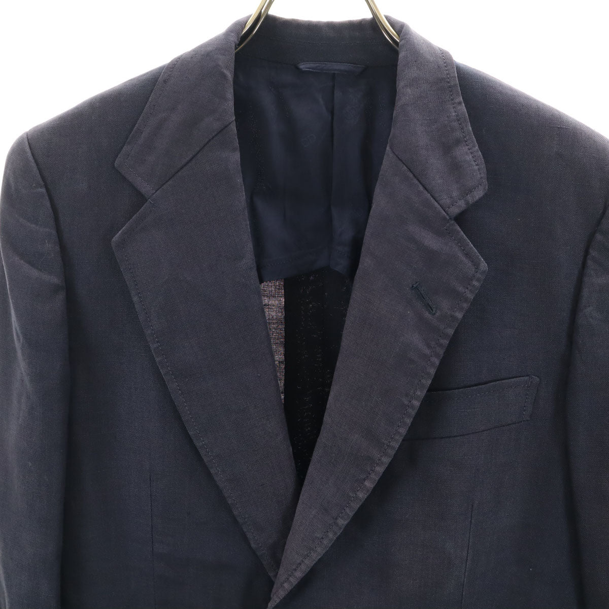 Christian Dior クリスチャンディオール 90s オールド リネンブレンド テーラードジャケット S ネイビー メンズ