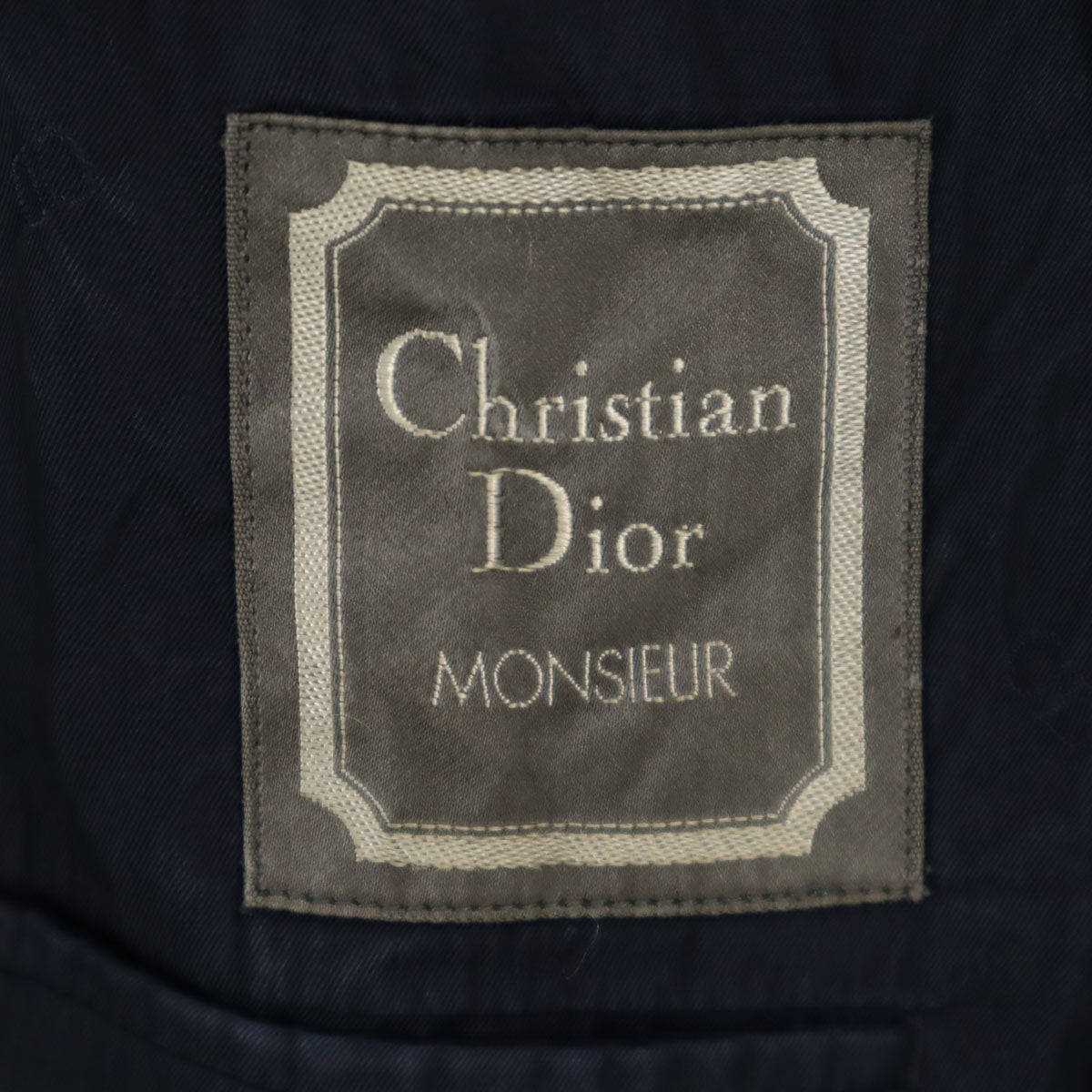 Christian Dior クリスチャンディオール 90s オールド リネンブレンド テーラードジャケット S ネイビー メンズ