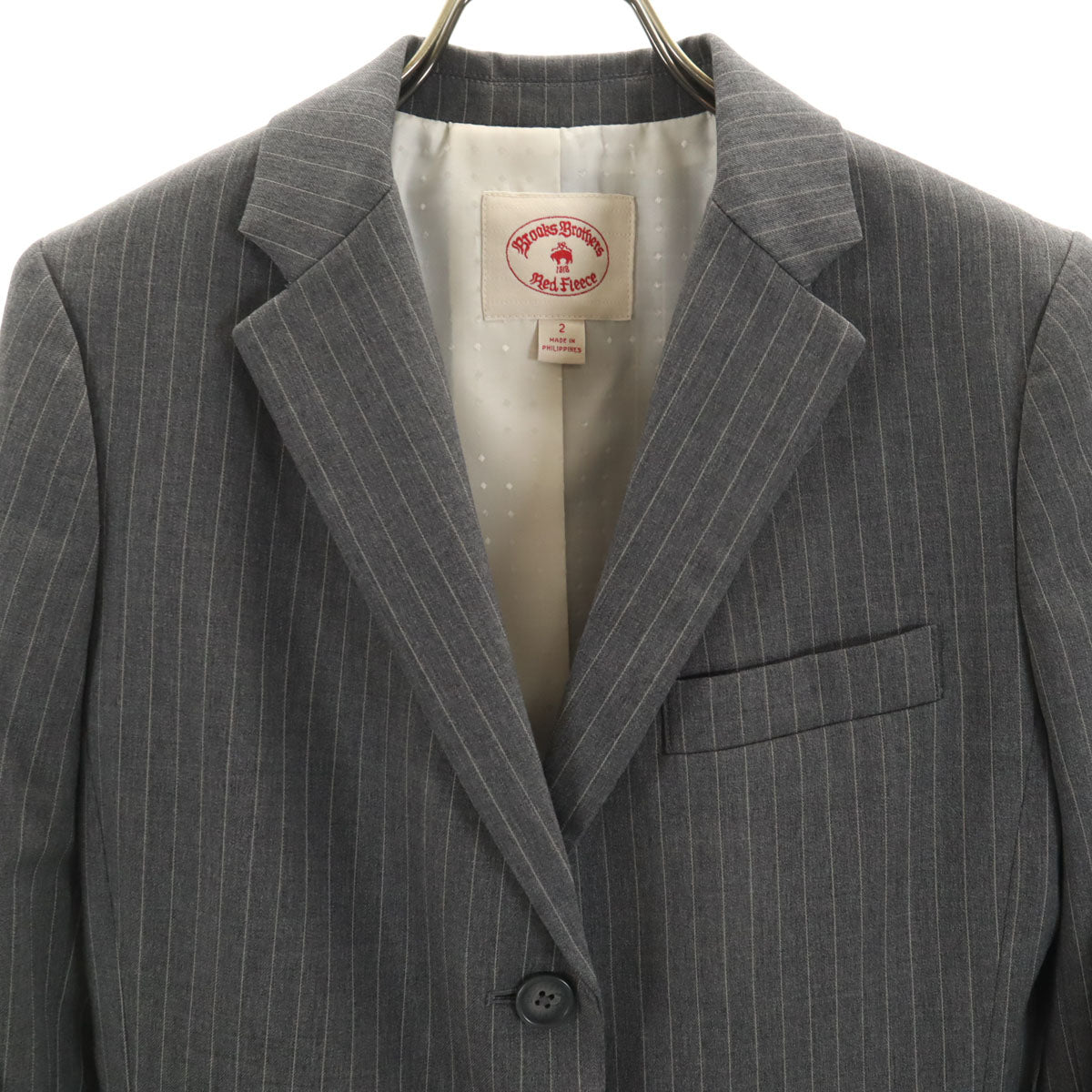 未使用 Brooks Brothers Red Fleece ブルックスブラザーズ レッドフリース スロライプ柄 テーラードジャケット 2 グレー レディース