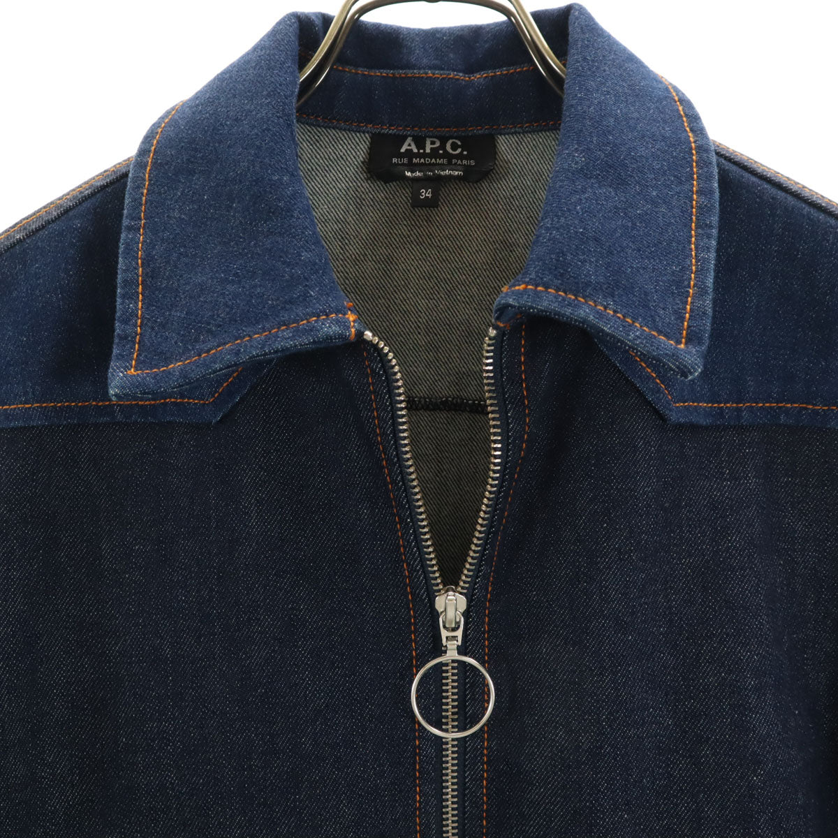 A.P.C. アーペーセー デニム ジップジャケット 34 ネイビー レディース