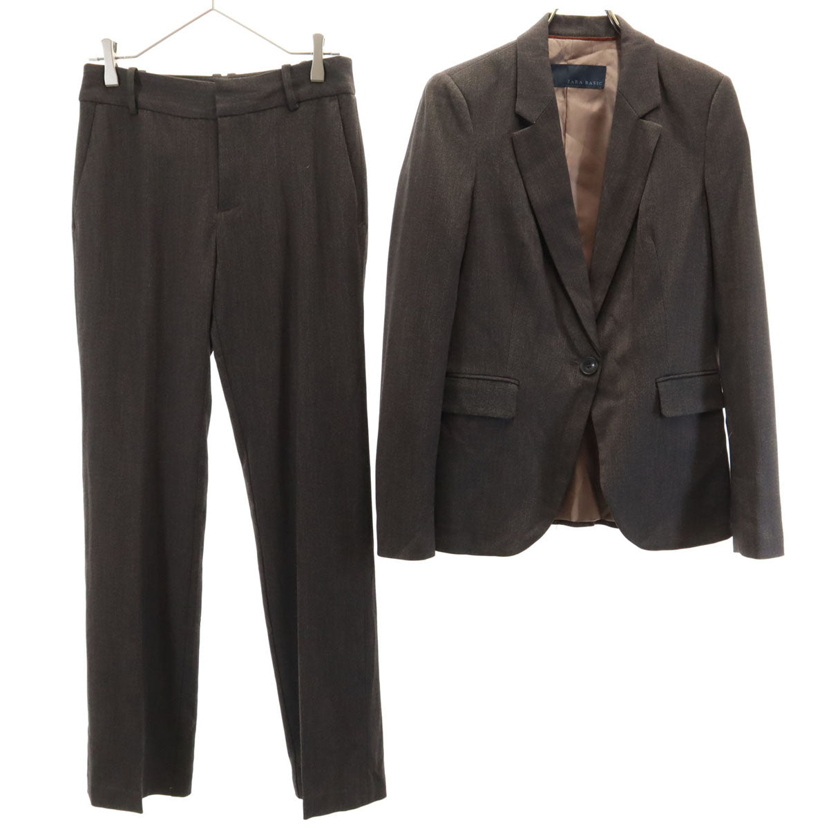 ZARA BASIC ザラベーシック パンツスーツ 上下 セットアップ M/USA02 ブラウン系 レディース
