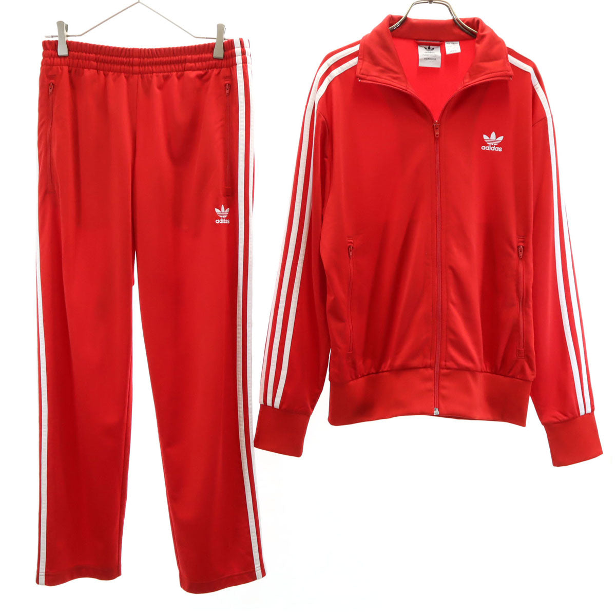 adidas アディダス トラックジャケット 上下 セットアップ L レッド ジャージ メンズ