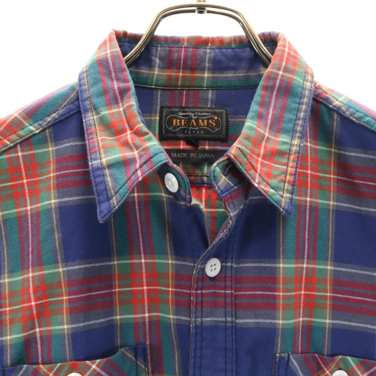 BEAMS PLUS ビームスプラス 日本製 チェック柄 長袖 コットンシャツ L マルチ メンズ