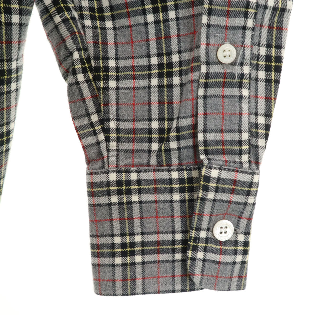 MAISON KITSUNE メゾンキツネ チェック柄 長袖 ボタンダウンシャツ 38 グレー メンズ