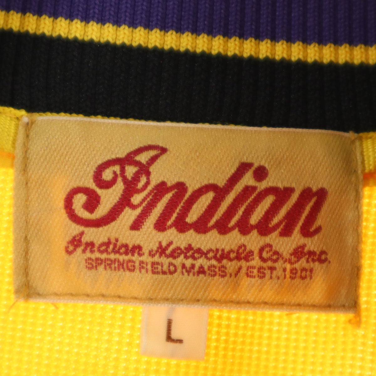 Indian インディアン ベースボール ジャケット L イエロー モーターサイクル メンズ