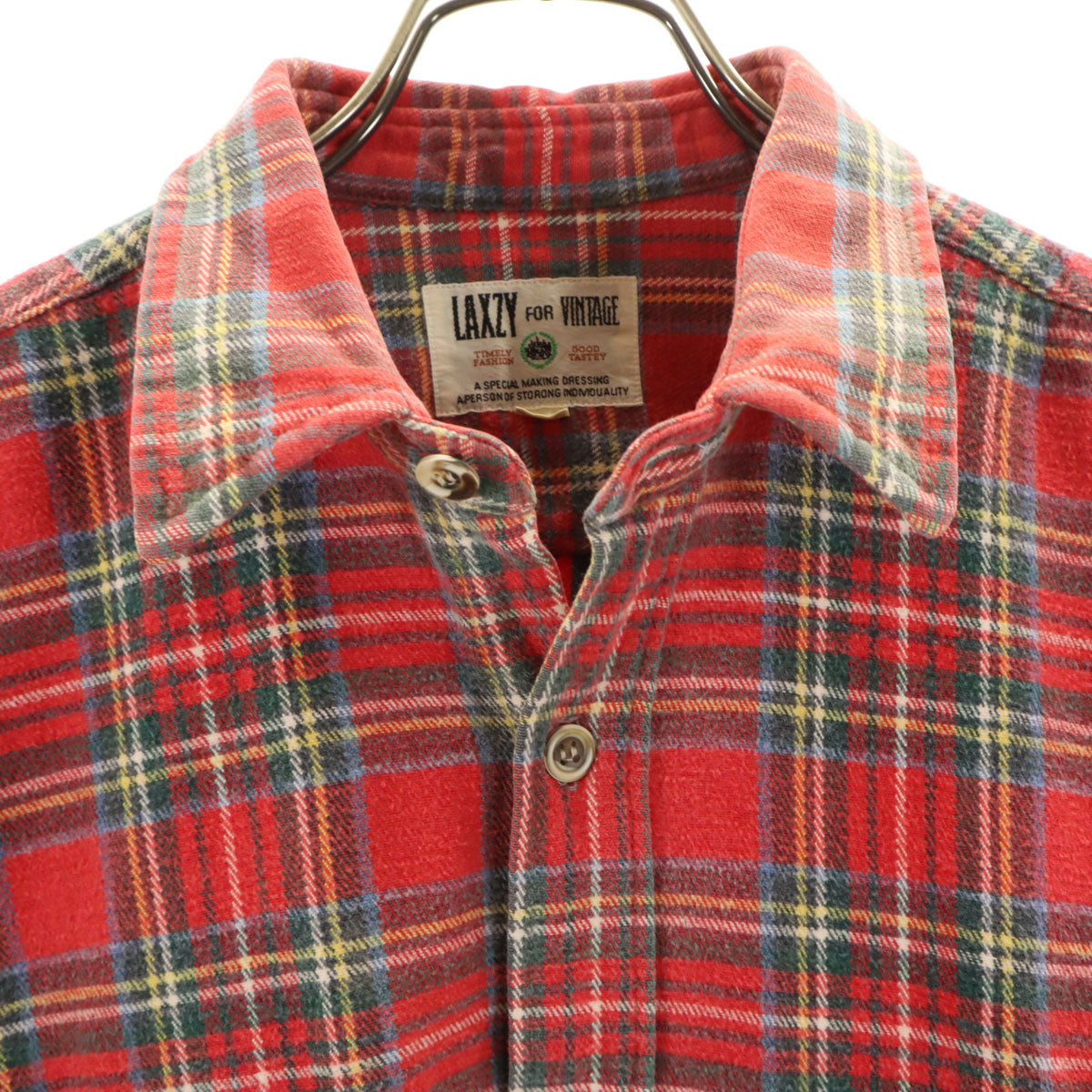 LAXZY FOR VINTAGE レイジフォーヴィンテージ チェック柄 長袖 ネルシャツ M レッド メンズ