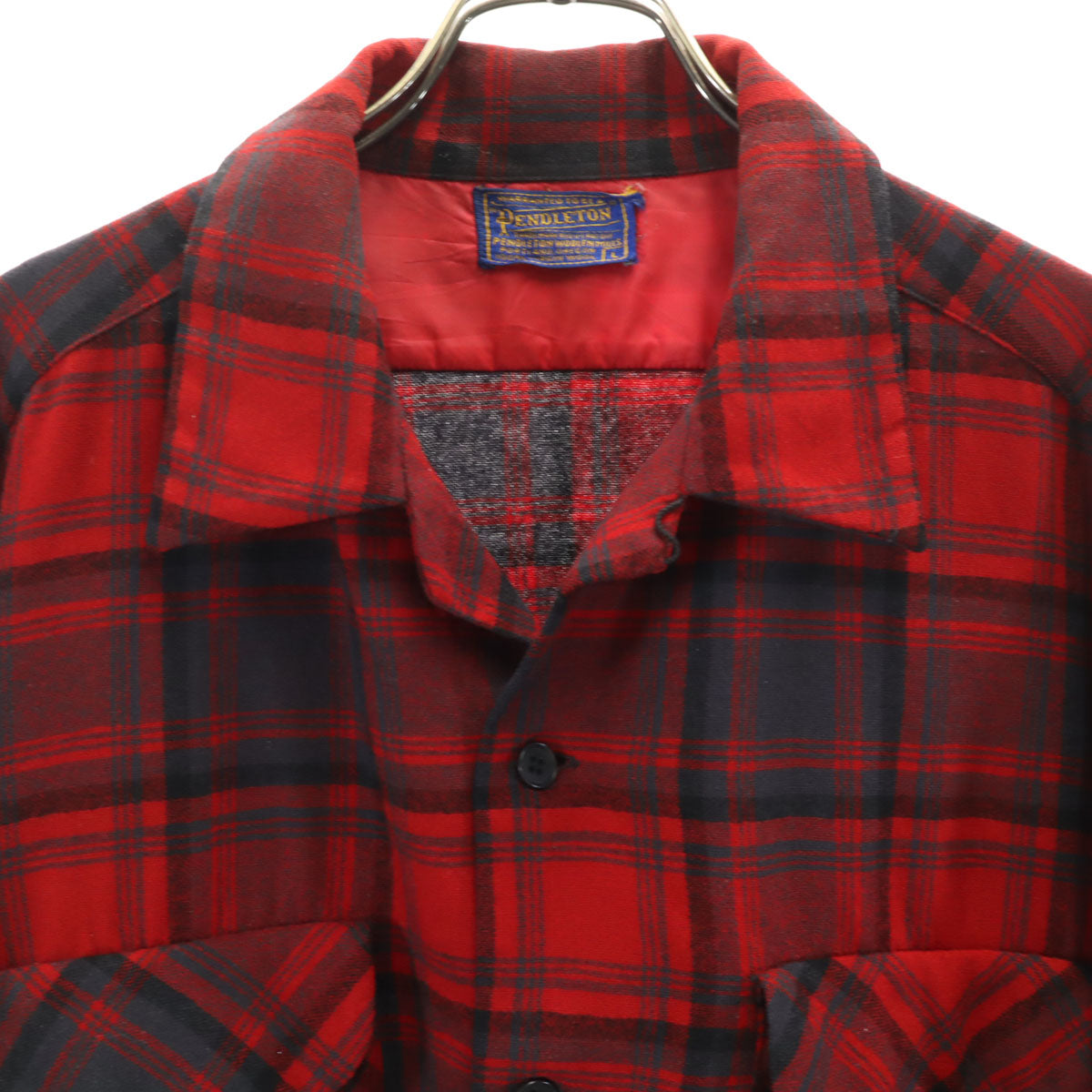 PENDLETON ペンドルトン 50s 60s ヴィンテージ チェック柄 長袖 ウールシャツ L レッド メンズ