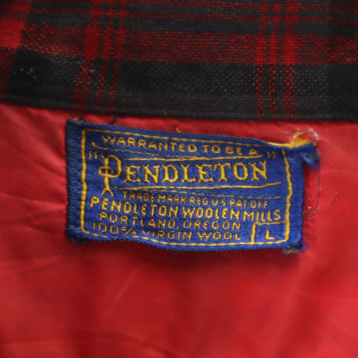 PENDLETON ペンドルトン 50s 60s ヴィンテージ チェック柄 長袖 ウールシャツ L レッド メンズ