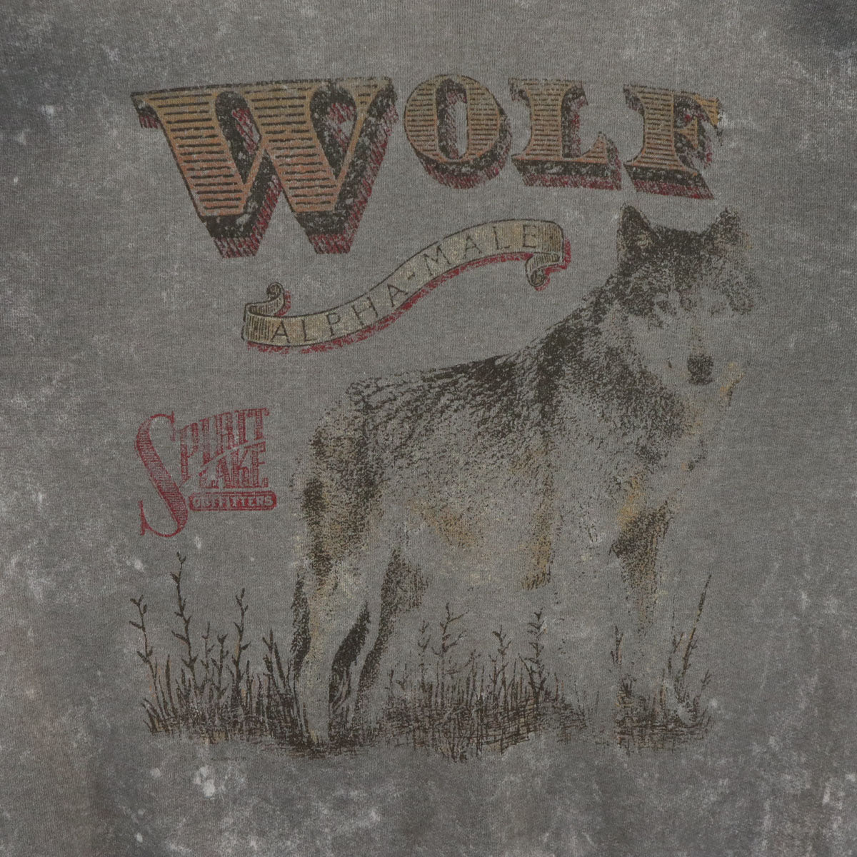 90s オールド ウルフ プリント 長袖 スウェット トレーナー グレー メンズ