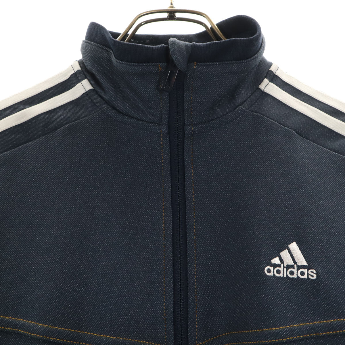 美品 adidas アディダス デニムルック トラックジャケット 上下 セットアップ 150 ネイビー ジャージ キッズ