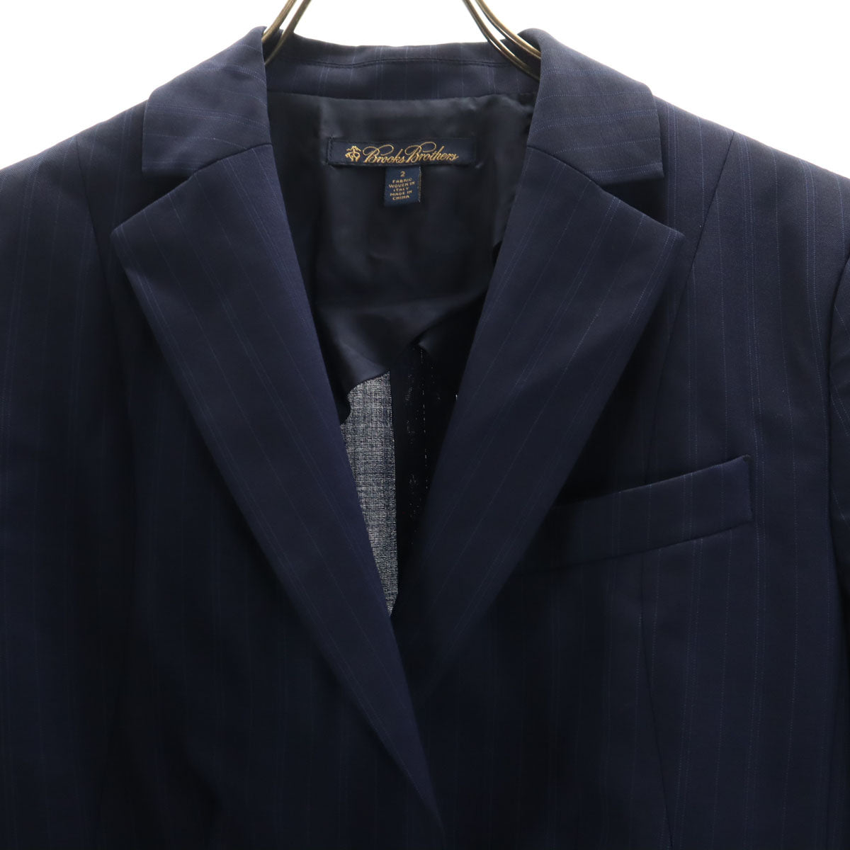 Brooks Brothers ブルックスブラザーズ ストライプ柄 スカートスーツ 上下 セットアップ 2/4 ネイビー レディース