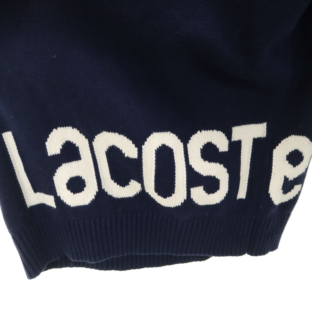 LACOSTE ラコステ 長袖 クルーネック ニット 40 ネイビー レディース