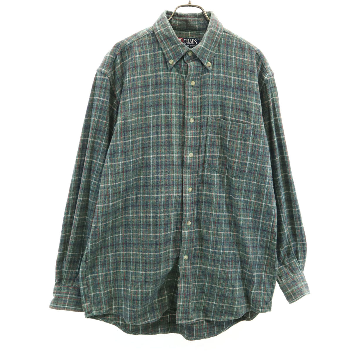 CHAPS RALPH LAUREN チャップスラルフローレン チェック柄 長袖 ボタンダウンシャツ M グリーン系 メンズ