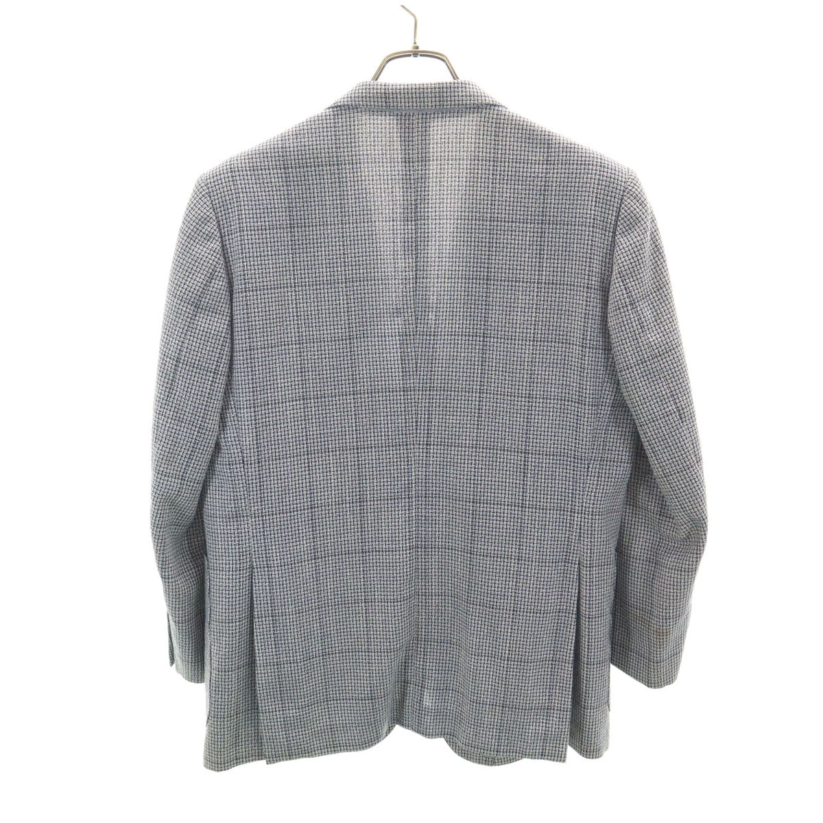 LANVIN ランバン 90s オールド チェック柄 テーラードジャケット 46-54 ネイビー アンコン メンズ