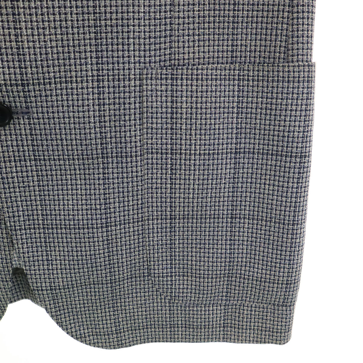 LANVIN ランバン 90s オールド チェック柄 テーラードジャケット 46-54 ネイビー アンコン メンズ