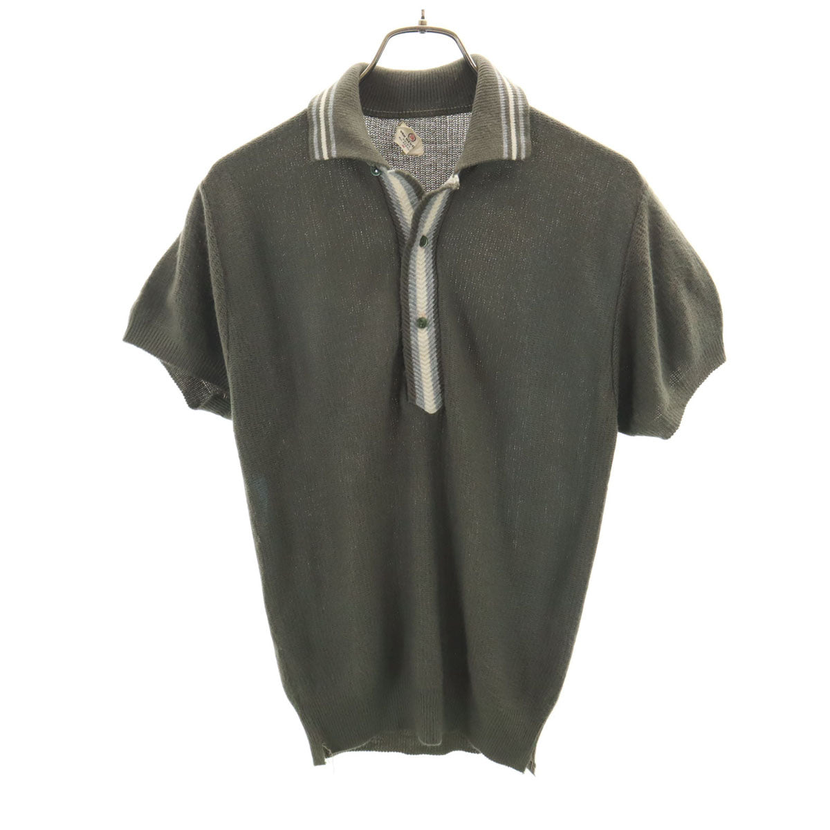 VAN HEUSEN ヴァンヒューゼン 50s ヴィンテージ 半袖 ニット ポロシャツ M オリーブ系 レディース