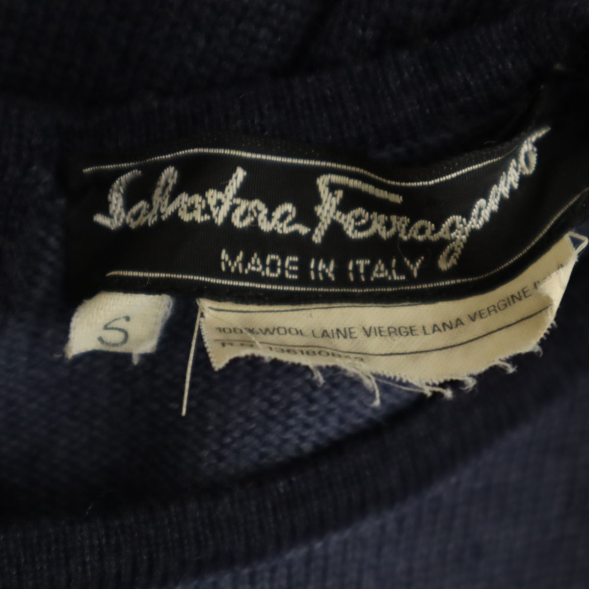 Salvatore Ferragamo サルヴァトーレフェラガモ 90s イタリア製 オールド 半袖 ニット ワンピース S ネイビー レディース