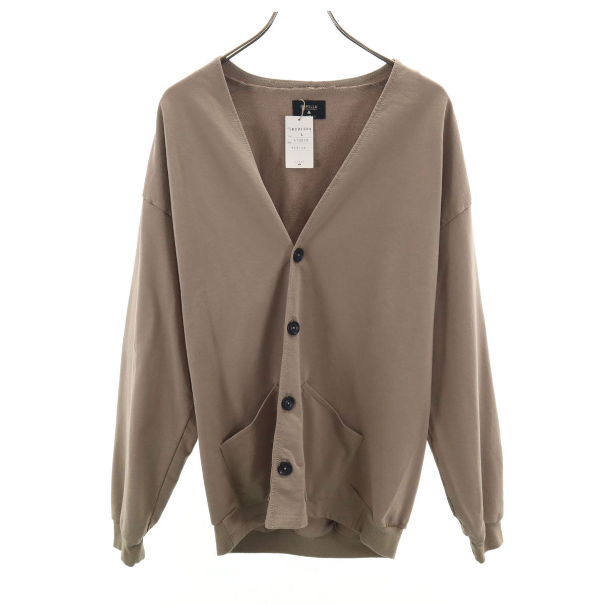 未使用 remilla レミーラ 日本製 長袖 スウェット カーディガン L アッシュブラウン メンズ