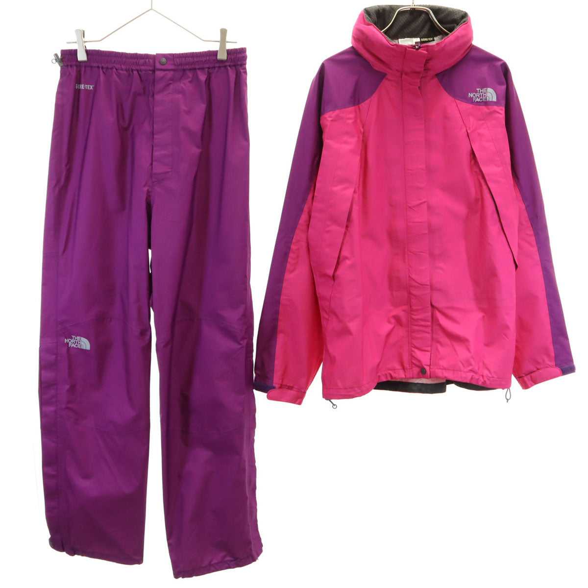 THE NORTH FACE ノースフェイス レインジャケット 上下 セットアップ XL ピンク NPW10924 アウトドア 収納袋付き レディース
