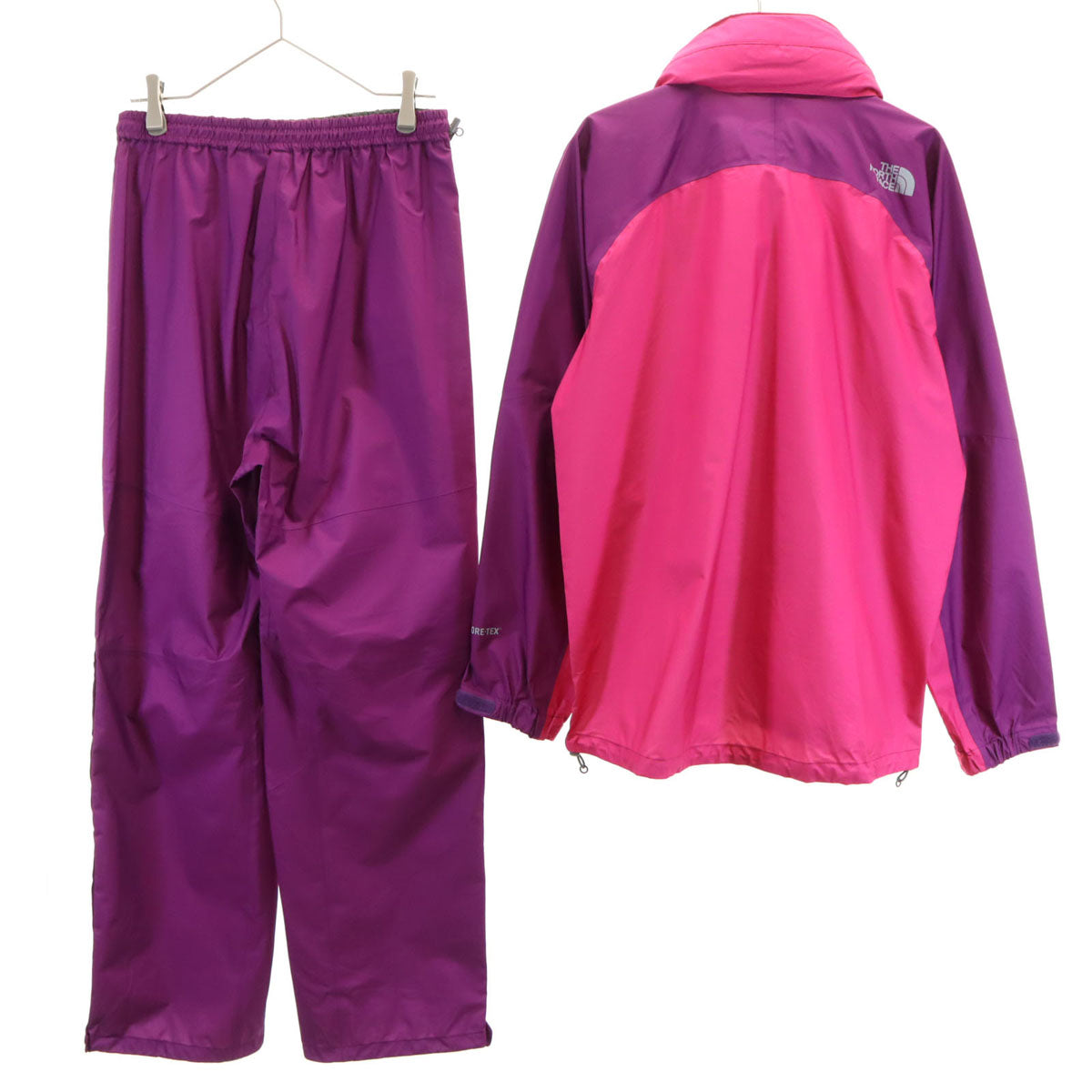THE NORTH FACE ノースフェイス レインジャケット 上下 セットアップ XL ピンク NPW10924 アウトドア 収納袋付き レディース