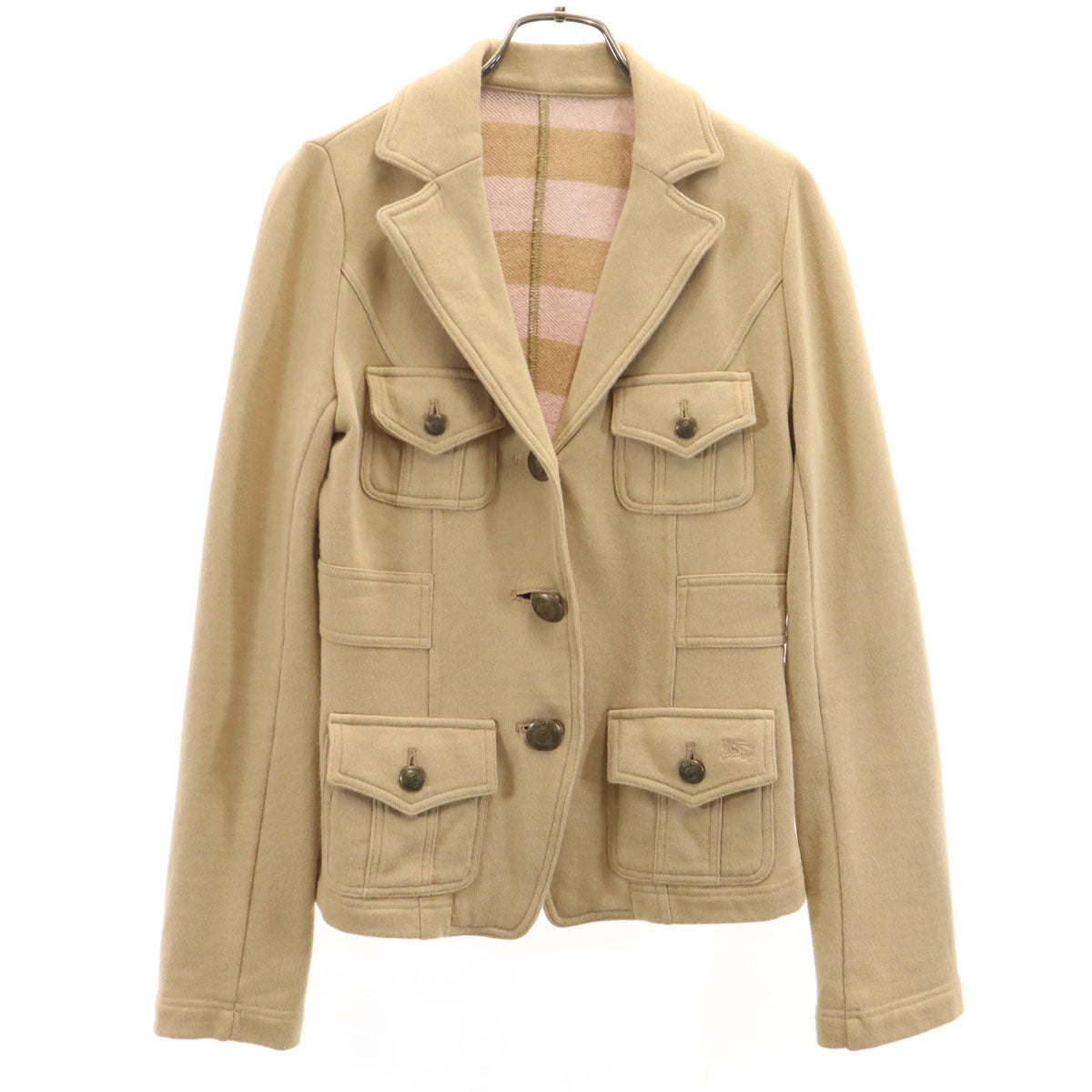 BURBERRY LONDON BLUE LABEL バーバリー ロンドン ブルーレーベル 日本製 スウェット サファリジャケット 38 ベージュ 三陽商会 レディース
