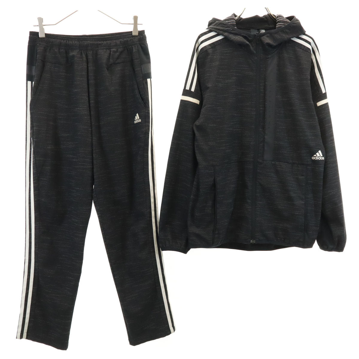 adidas アディダス 長袖 ジップパーカー 上下 セットアップ M ブラック系 メンズ