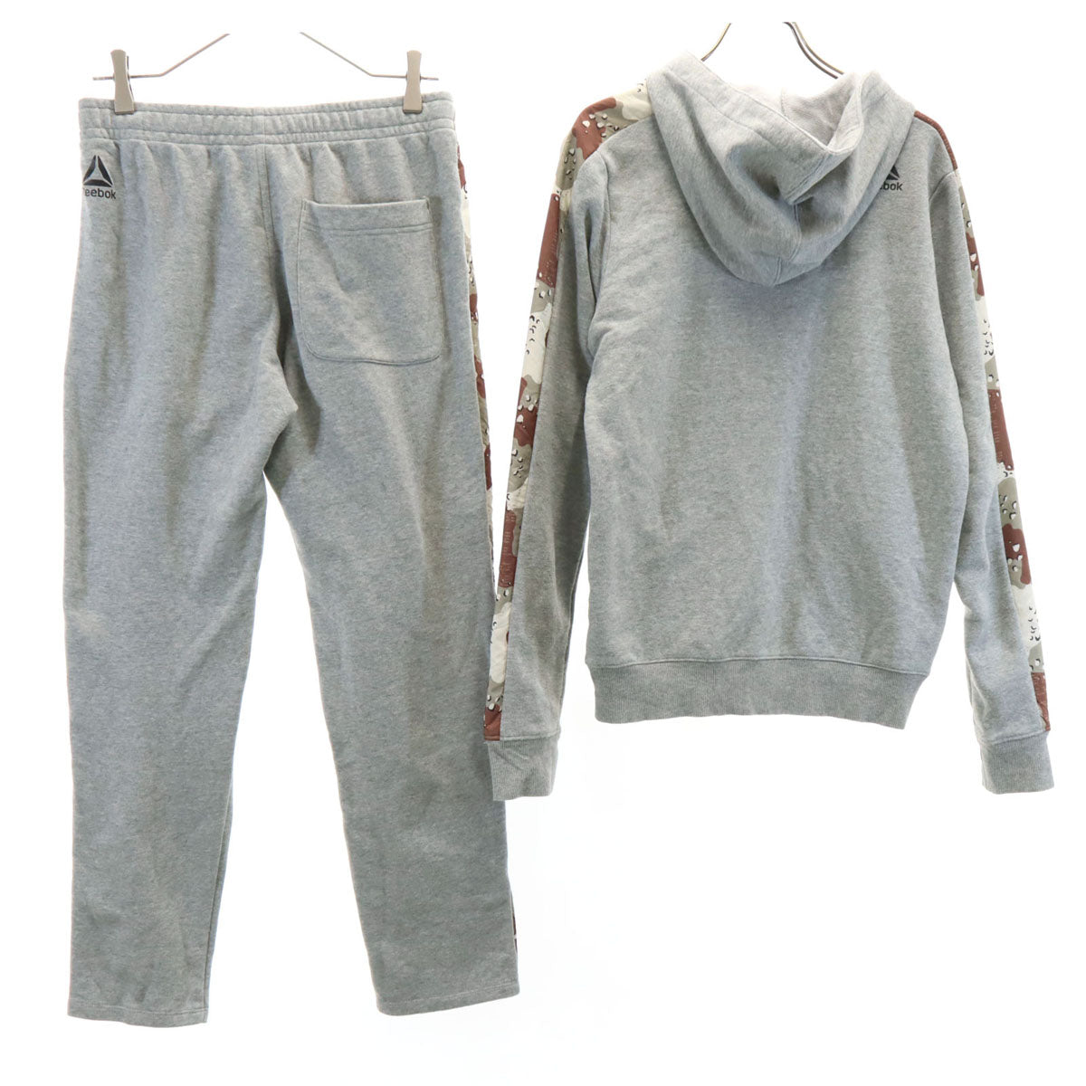 Reebok リーボック 長袖 スウェット ジップパーカー 上下 セットアップ S グレー メンズ