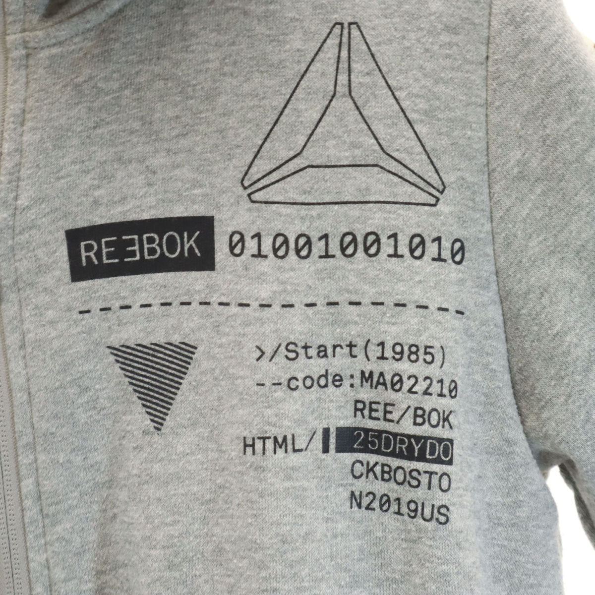 Reebok リーボック 長袖 スウェット ジップパーカー 上下 セットアップ S グレー メンズ