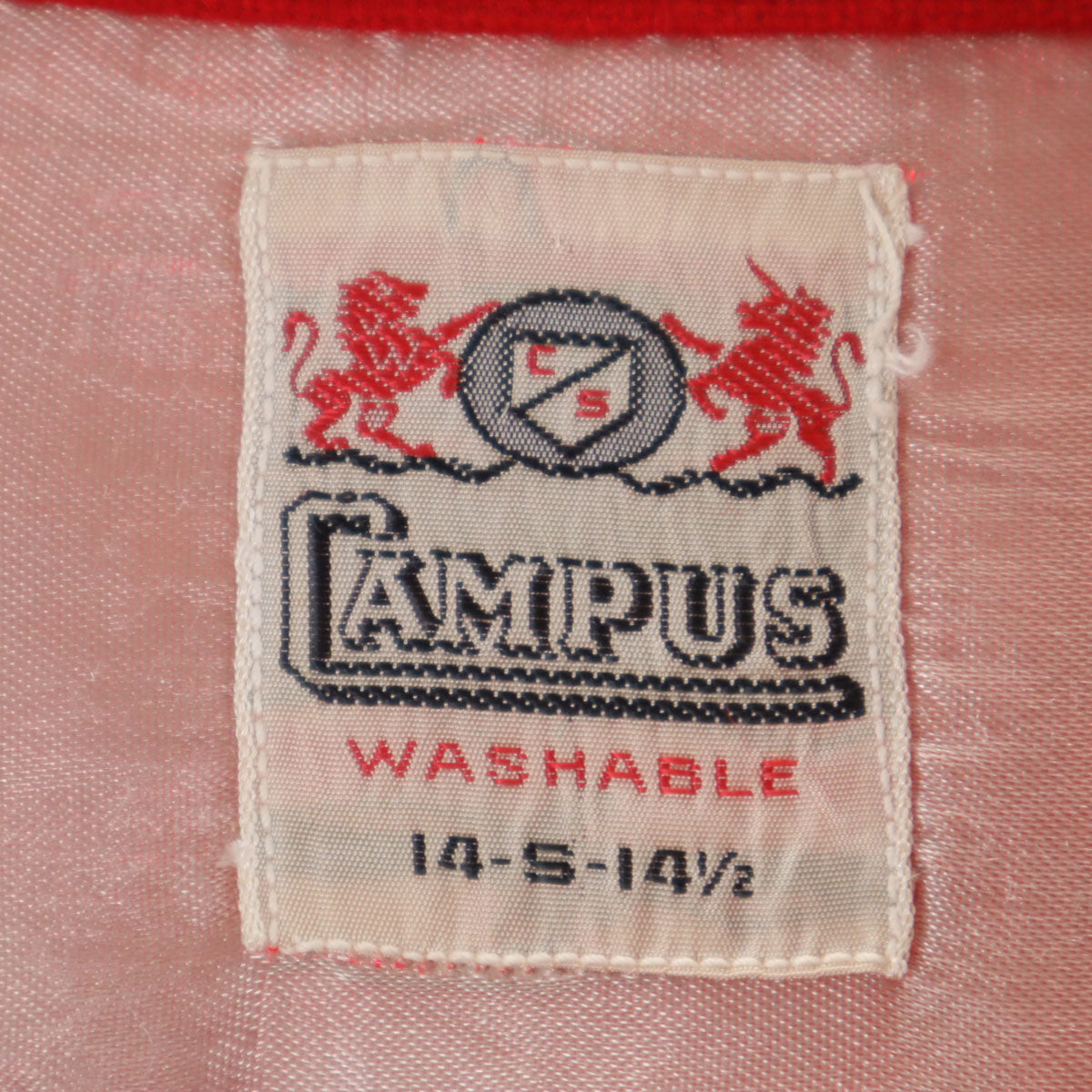 CAMPUS キャンパス 60s ヴィンテージ ウールブレンド 長袖 オープンカラーシャツ S レッド メンズ