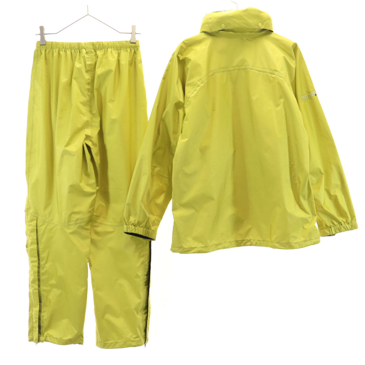 mont-bell モンベル ストームクルーザー ジャケット 上下 セットアップ MA イエロー アウトドア 収納袋付き レディース