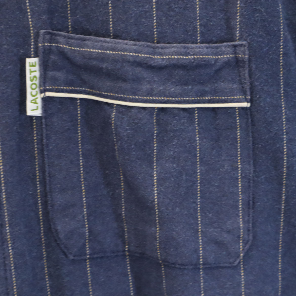 LACOSTE HOMEWEAR ラコステ ホームウェア 日本製 ストライプ柄 長袖 ルームウェア 上下 セットアップ M ネイビー パジャマ メンズ