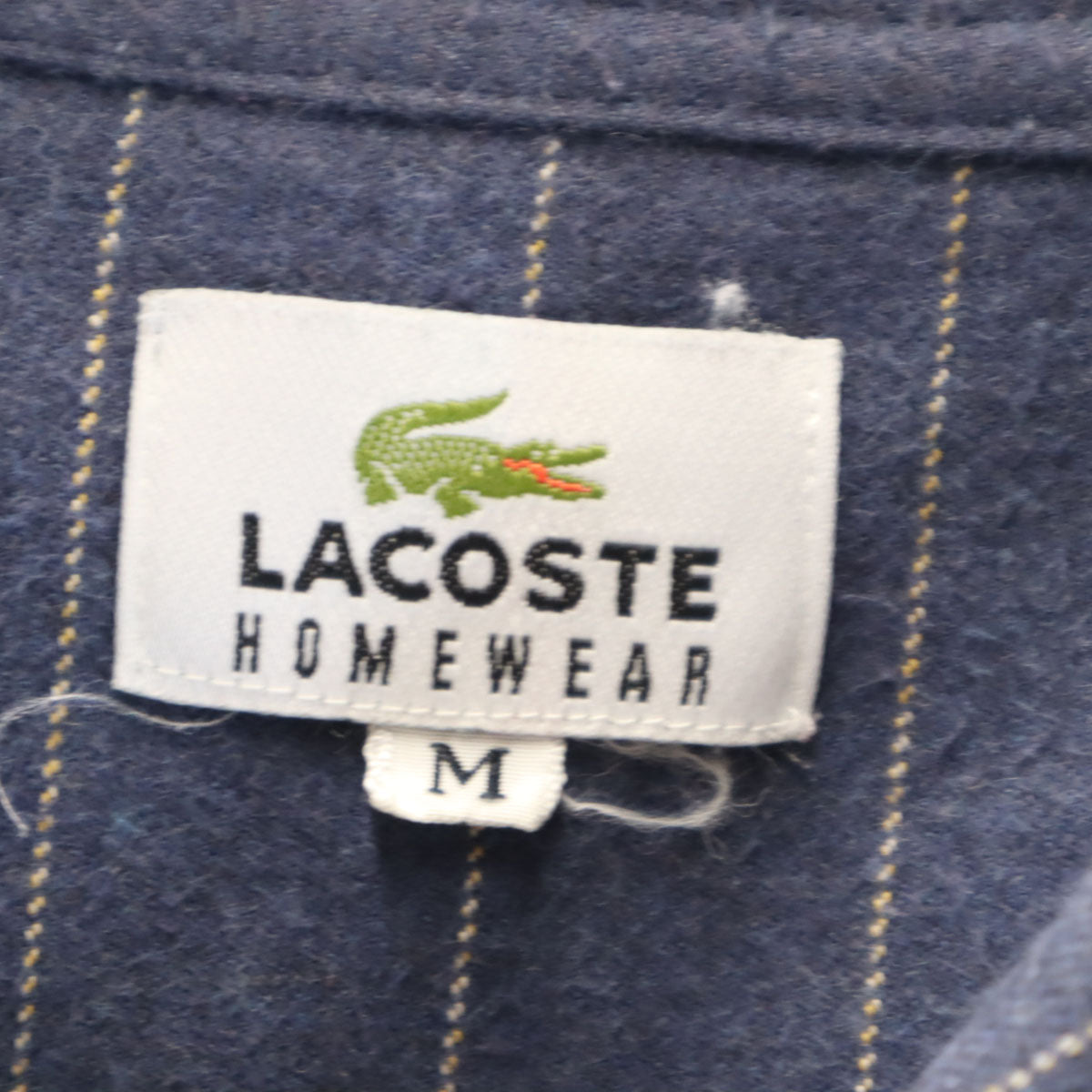 LACOSTE HOMEWEAR ラコステ ホームウェア 日本製 ストライプ柄 長袖 ルームウェア 上下 セットアップ M ネイビー パジャマ メンズ