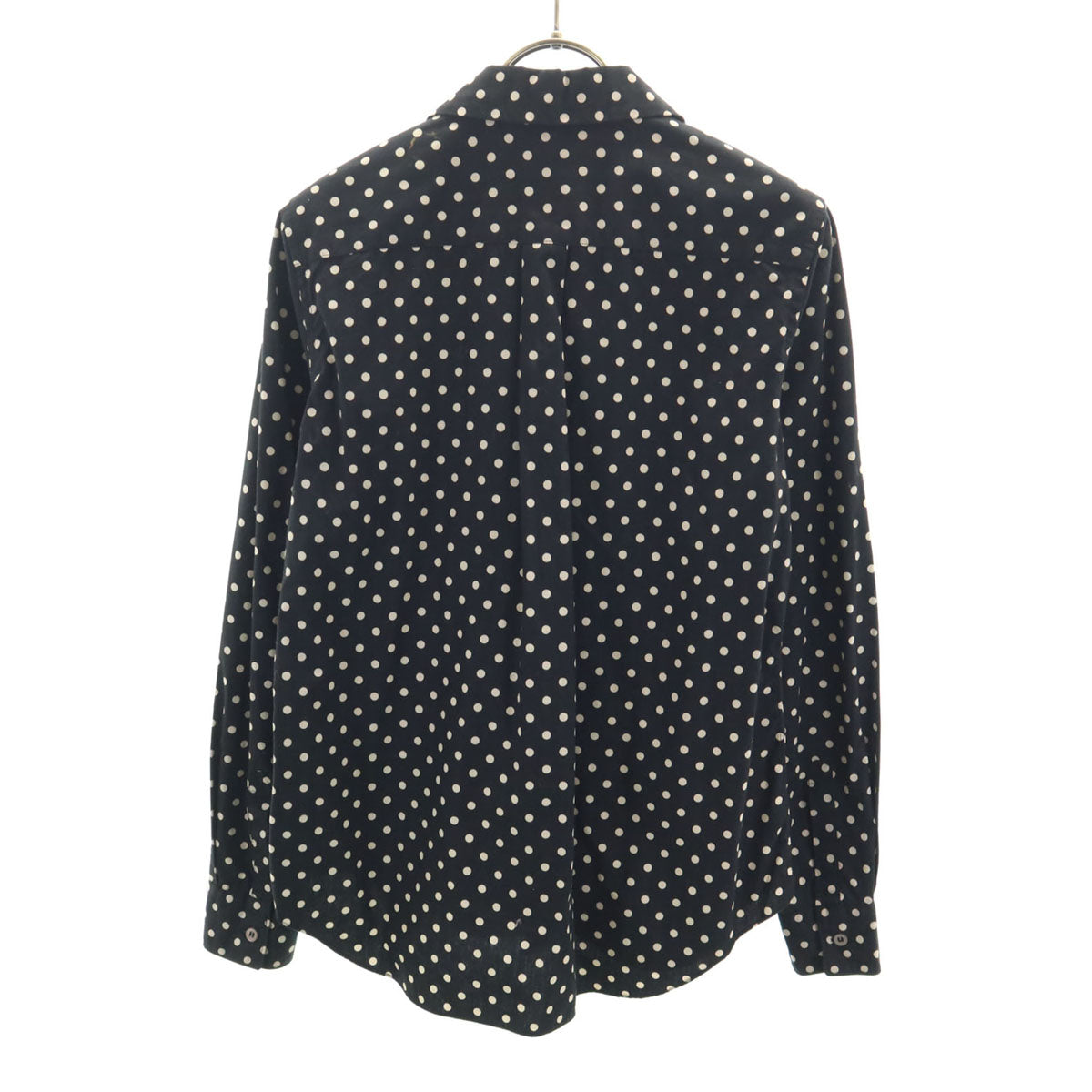 COMME des GARCONS コムデギャルソン 2010年 日本製 ドット柄 長袖 フリル ブラウス S ブラック 水玉 シャツ レディース