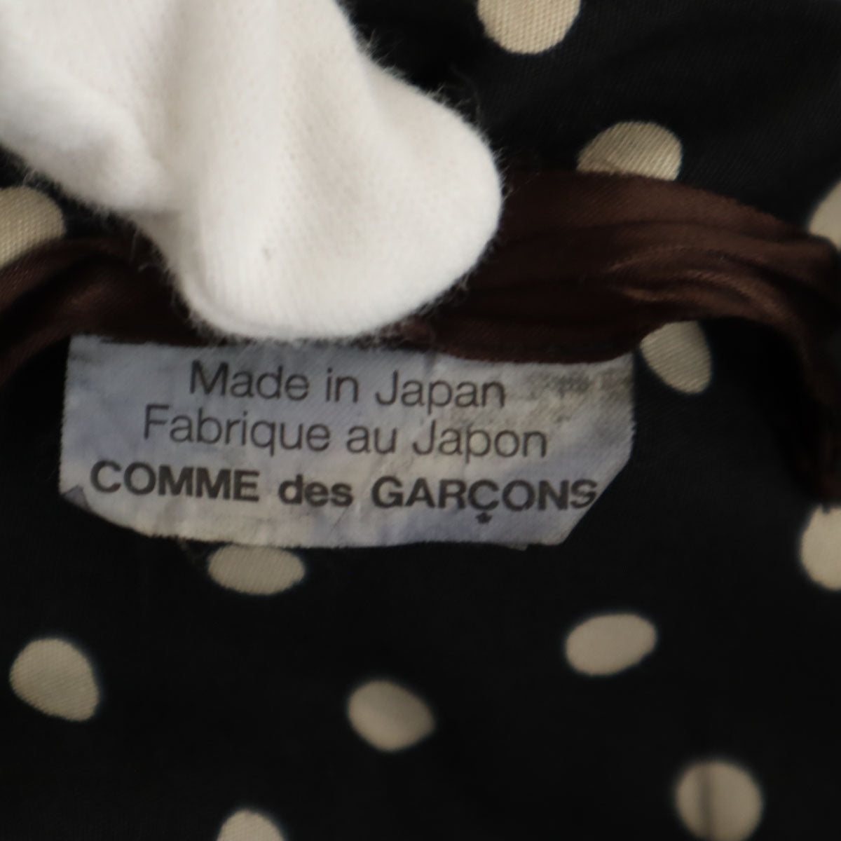 COMME des GARCONS コムデギャルソン 2010年 日本製 ドット柄 長袖 フリル ブラウス S ブラック 水玉 シャツ レディース