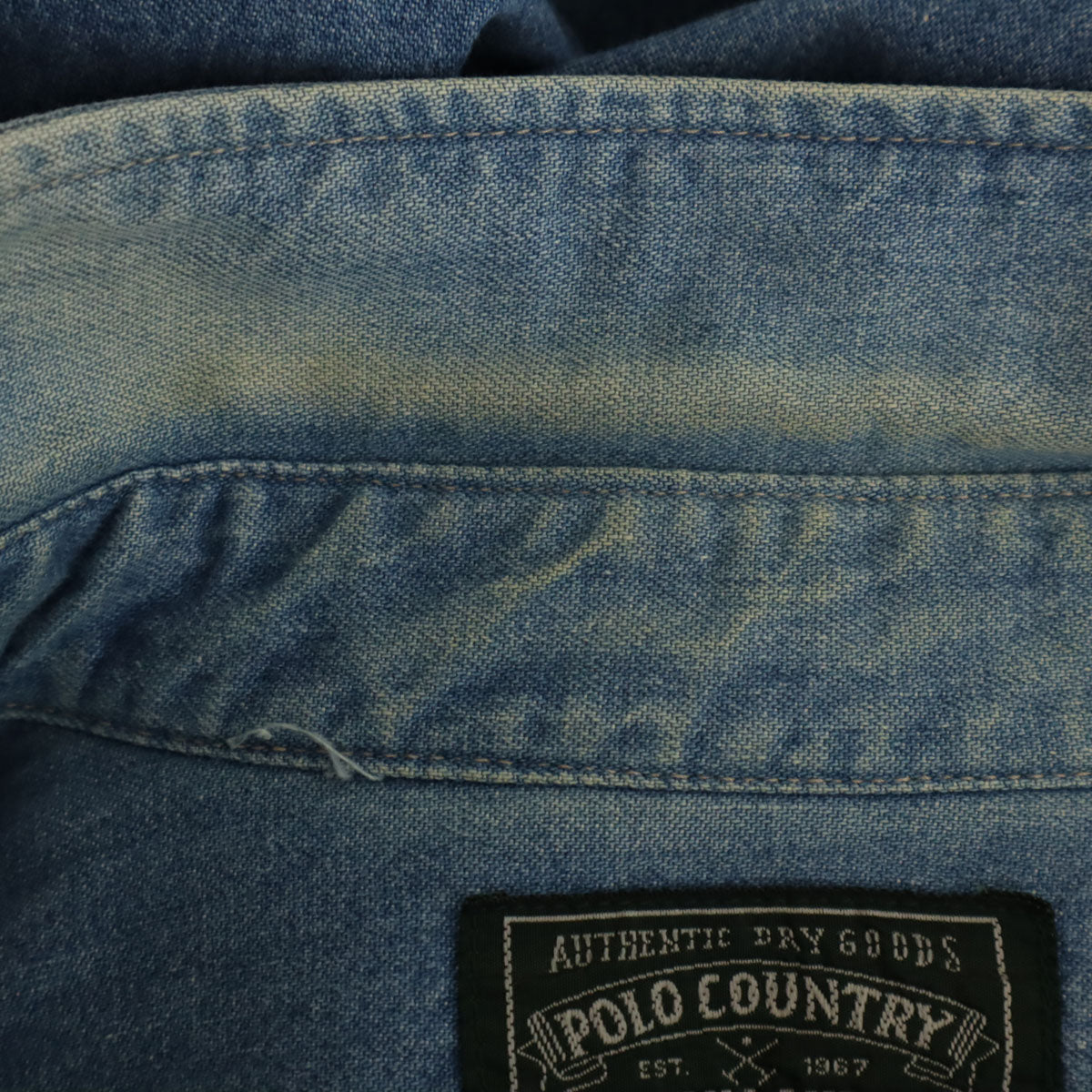 POLO COUNTRY RALPH LAUREN ポロカントリー ラルフローレン 80s 90s オールド 長袖 デニムシャツ M ウォッシュブルー メンズ