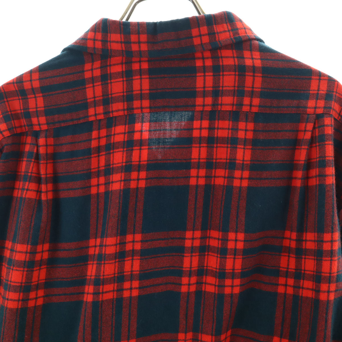 60s ヴィンテージ チェック柄 長袖 オープンカラーシャツ M レッド メンズ