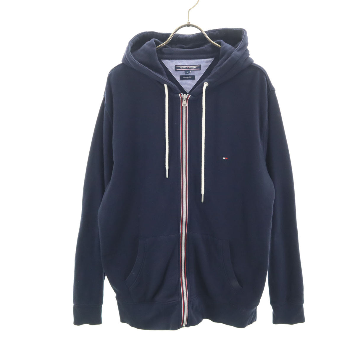 TOMMY HILFIGER トミーヒルフィガー 長袖 スウェット ジップパーカー L ネイビー メンズ
