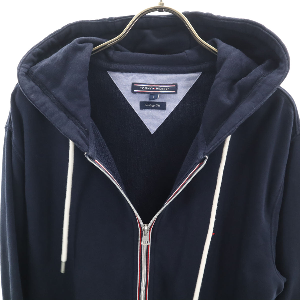 TOMMY HILFIGER トミーヒルフィガー 長袖 スウェット ジップパーカー L ネイビー メンズ